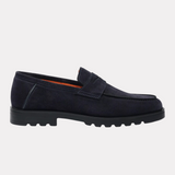 Men’s blue suede penny loafer