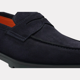 Men’s blue suede penny loafer