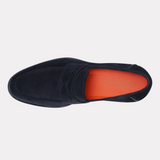 Men’s blue suede penny loafer