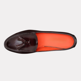 Men’s burgundy shiny leather Andrea tassel loafer