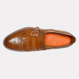 Men’s light brown fringe buckle shoe
