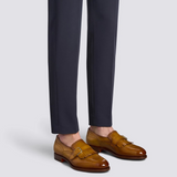 Men’s light brown fringe buckle shoe