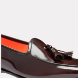 Men’s burgundy shiny leather Andrea tassel loafer