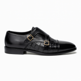 Black Double Monk Strap Shoes