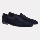 Men's Blue Suede Carlo Penny Loafer | Elegant and Versatile Footwear