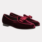 Men's Burgundy Velvet Andrea Loafer | Elegant and Sophisticated Footwear