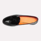 Men’s black patent leather Andrea tassel loafer