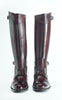Handmade Burgundy Leather Riding Boots | Classic Equestrian Tall Boots with Dual Buckles