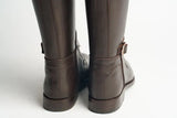 Handmade Brown Leather Riding Boots | Classic Tall Equestrian Boots with Ankle Buckle