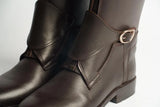 Handmade Brown Leather Riding Boots | Classic Tall Equestrian Boots with Ankle Buckle