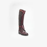 Handmade Burgundy Leather Riding Boots | Tall Equestrian Boots with Back Zipper & Buckle Straps