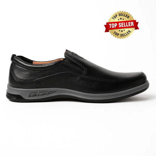 Men’s Medicated Comfort Leather Slip-On Shoes – Ultra Soft Sole