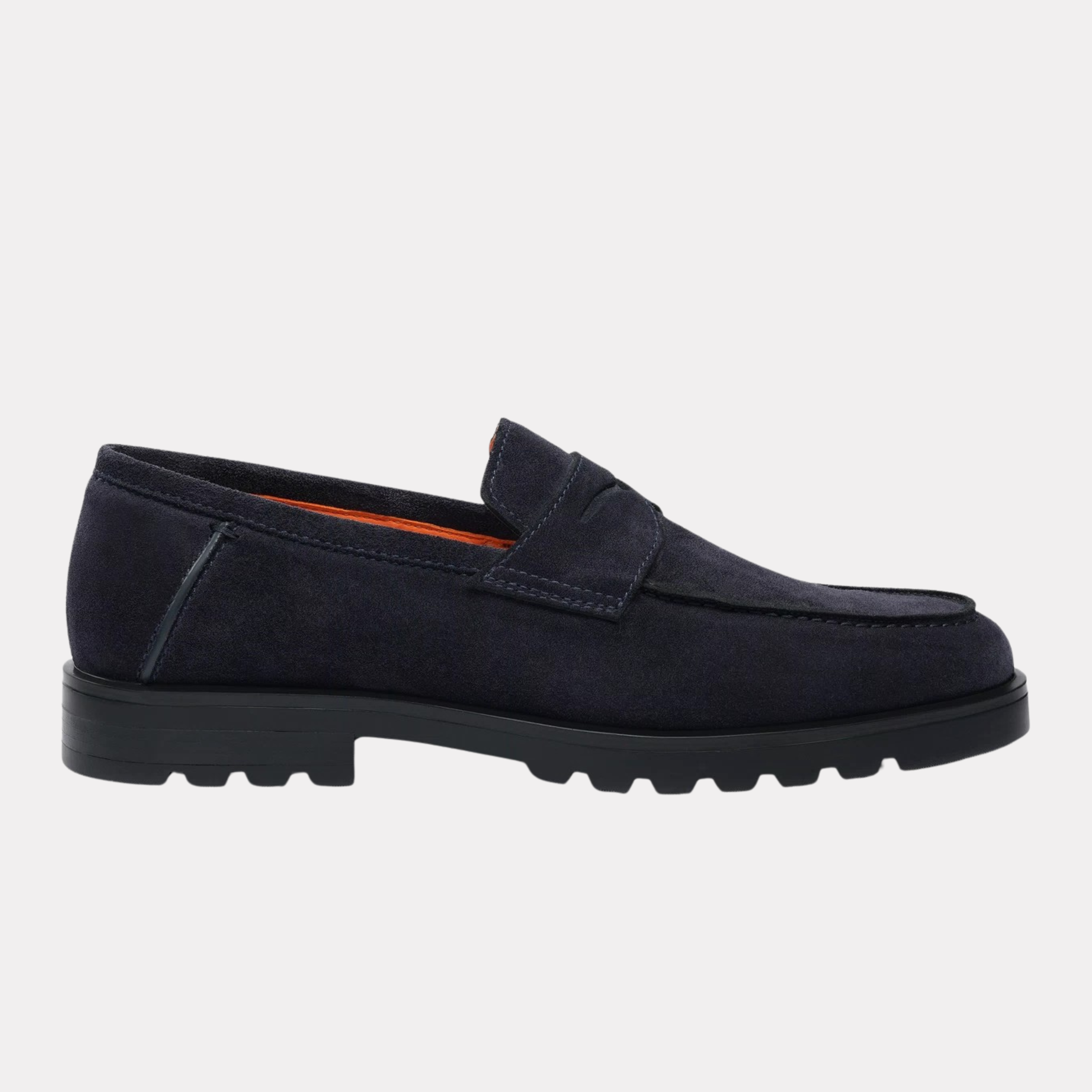 Men’s blue suede penny loafer