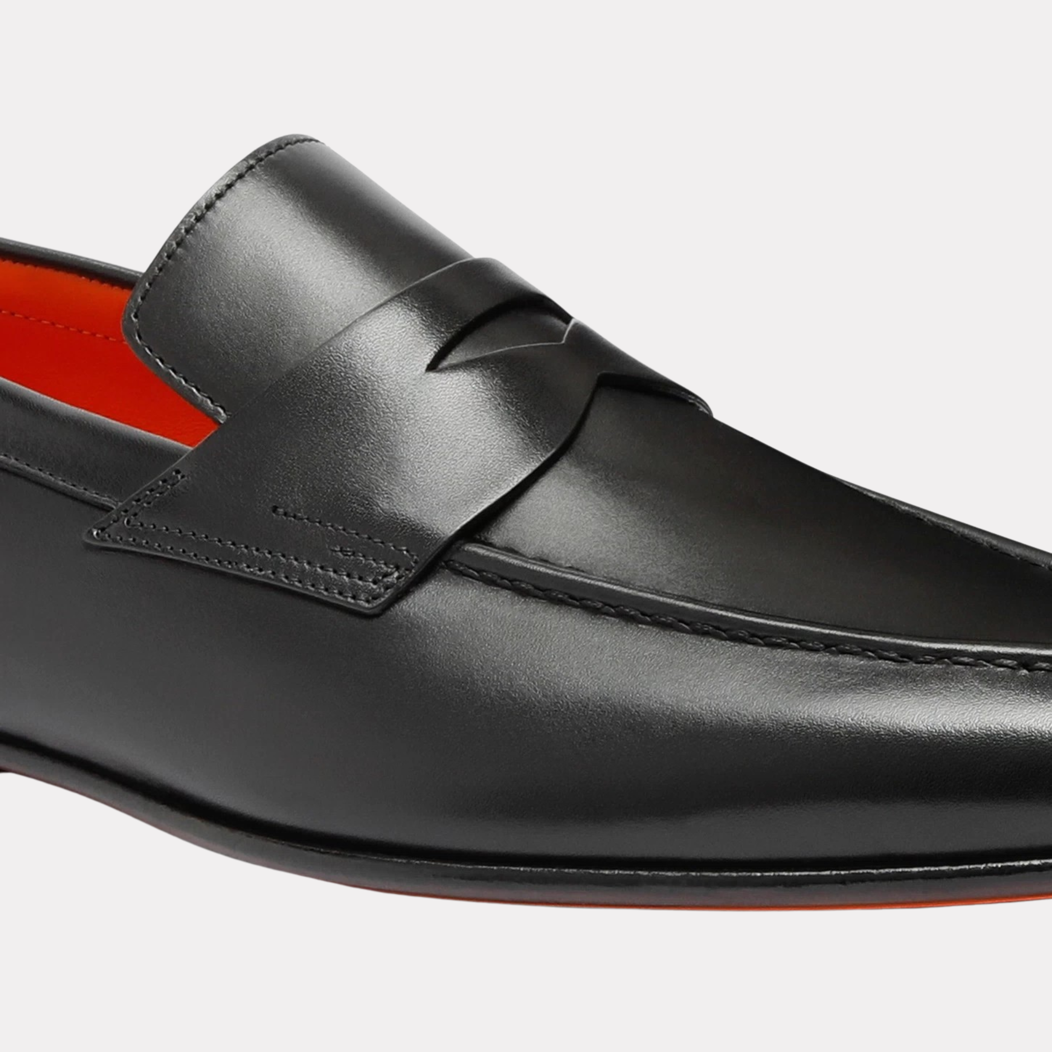Men's polished black leather penny loafer