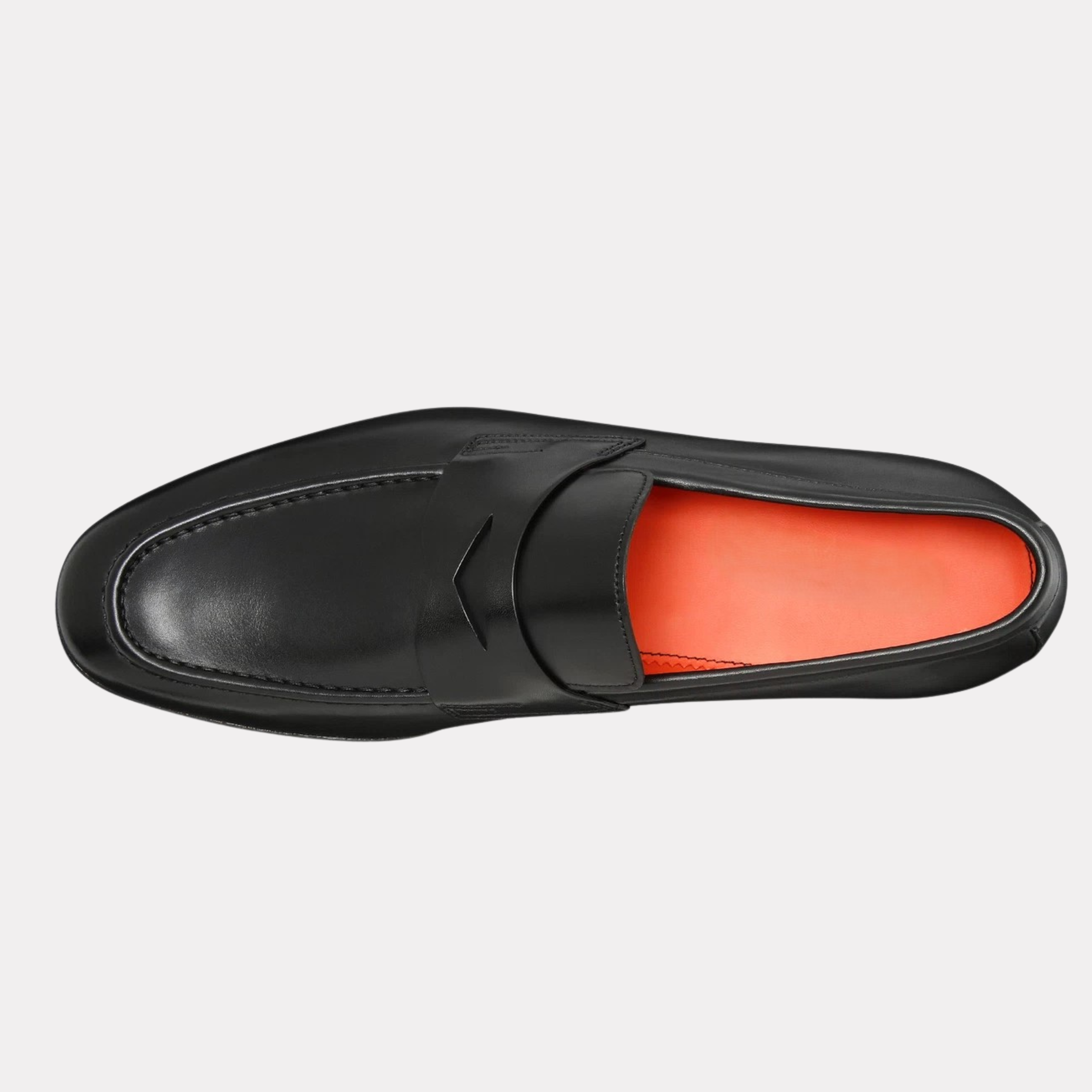 Men's polished black leather penny loafer
