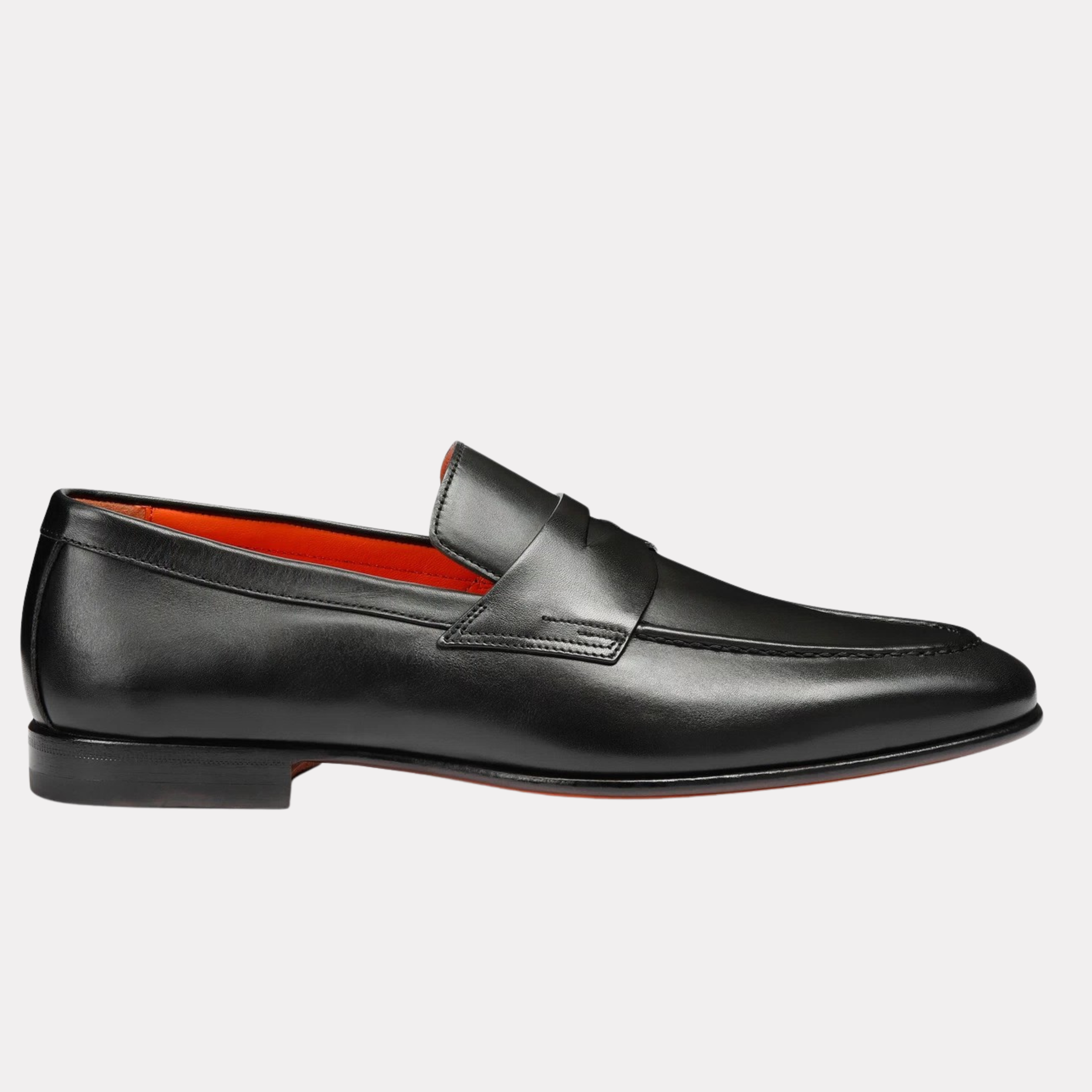 Men's polished black leather penny loafer