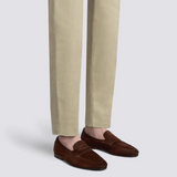 Men's dark brown suede Carlo penny loafer