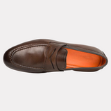 Men’s polished brown leather penny loafer