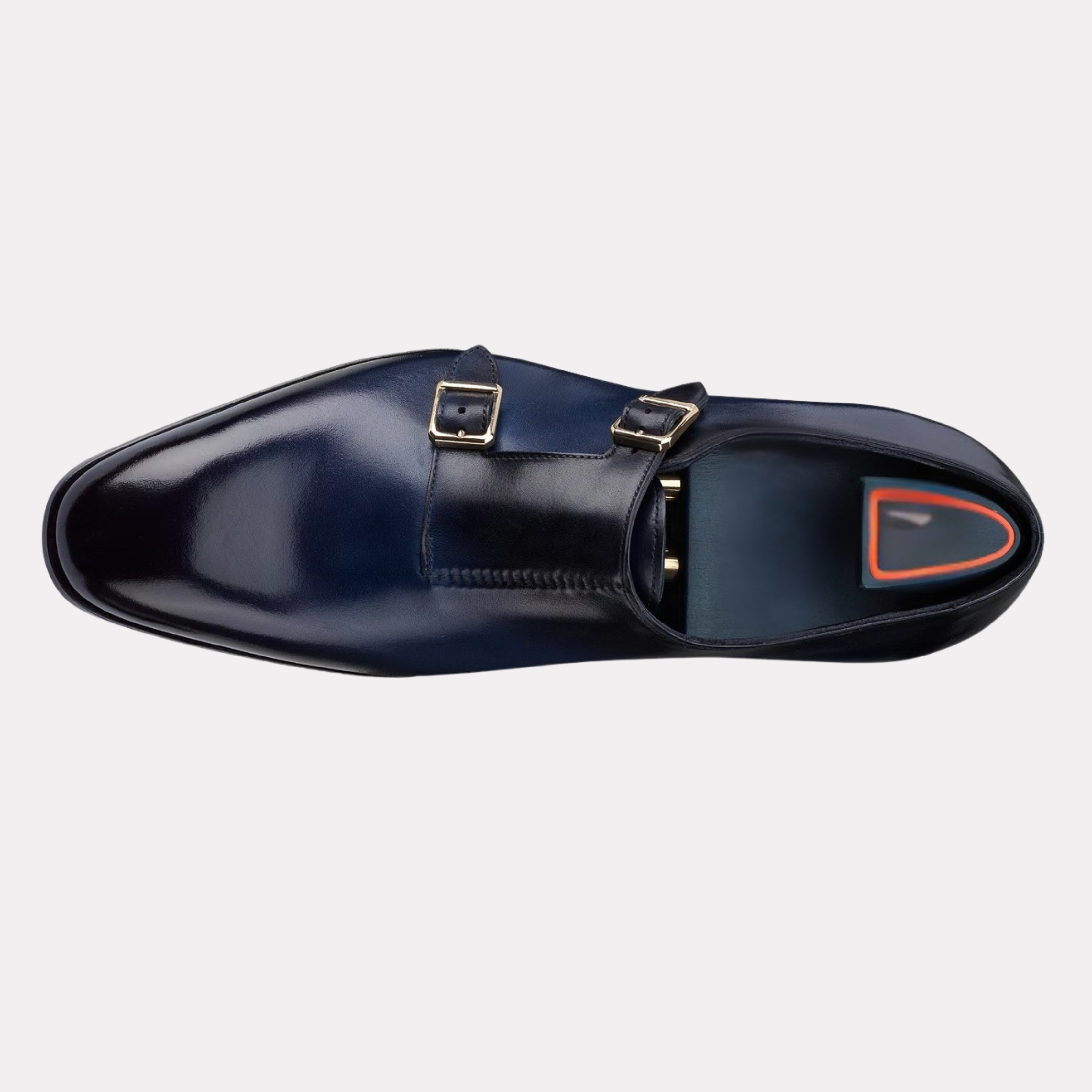 Men's blue leather Uniqua Meraviglia Collection double-buckle shoe