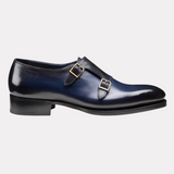 Men's blue leather Uniqua Meraviglia Collection double-buckle shoe
