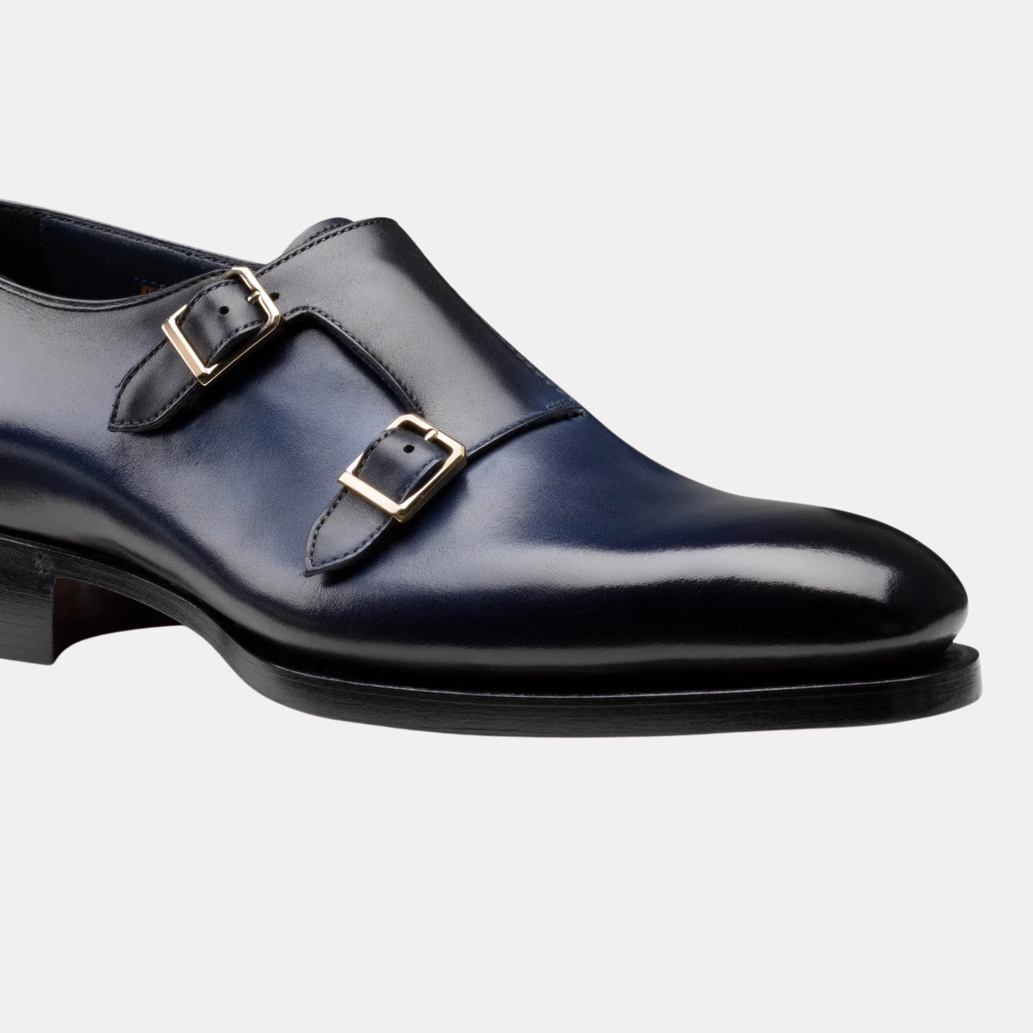 Men's blue leather Uniqua Meraviglia Collection double-buckle shoe