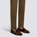 Men's brown suede double-buckle loafer