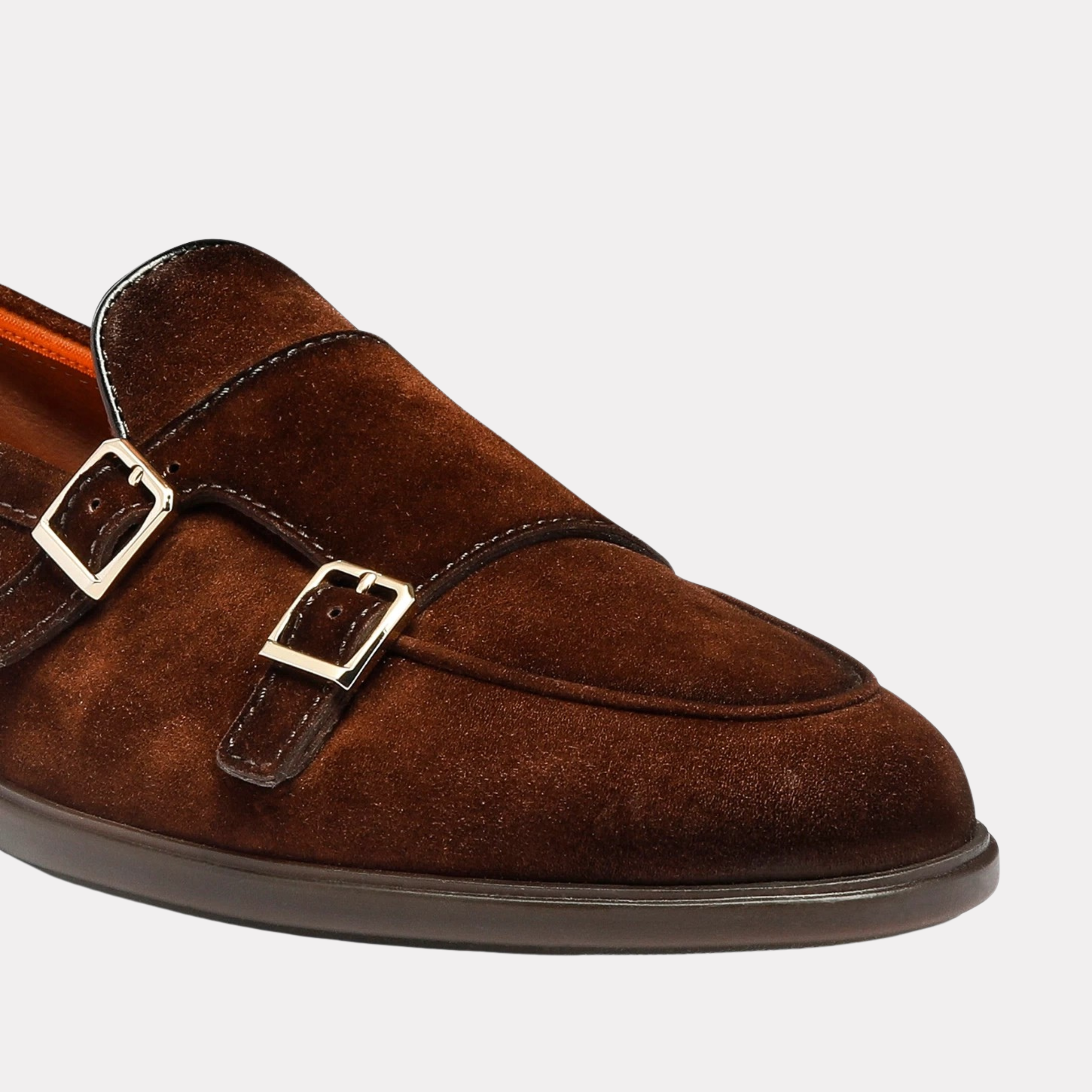 Men's brown suede double-buckle loafer