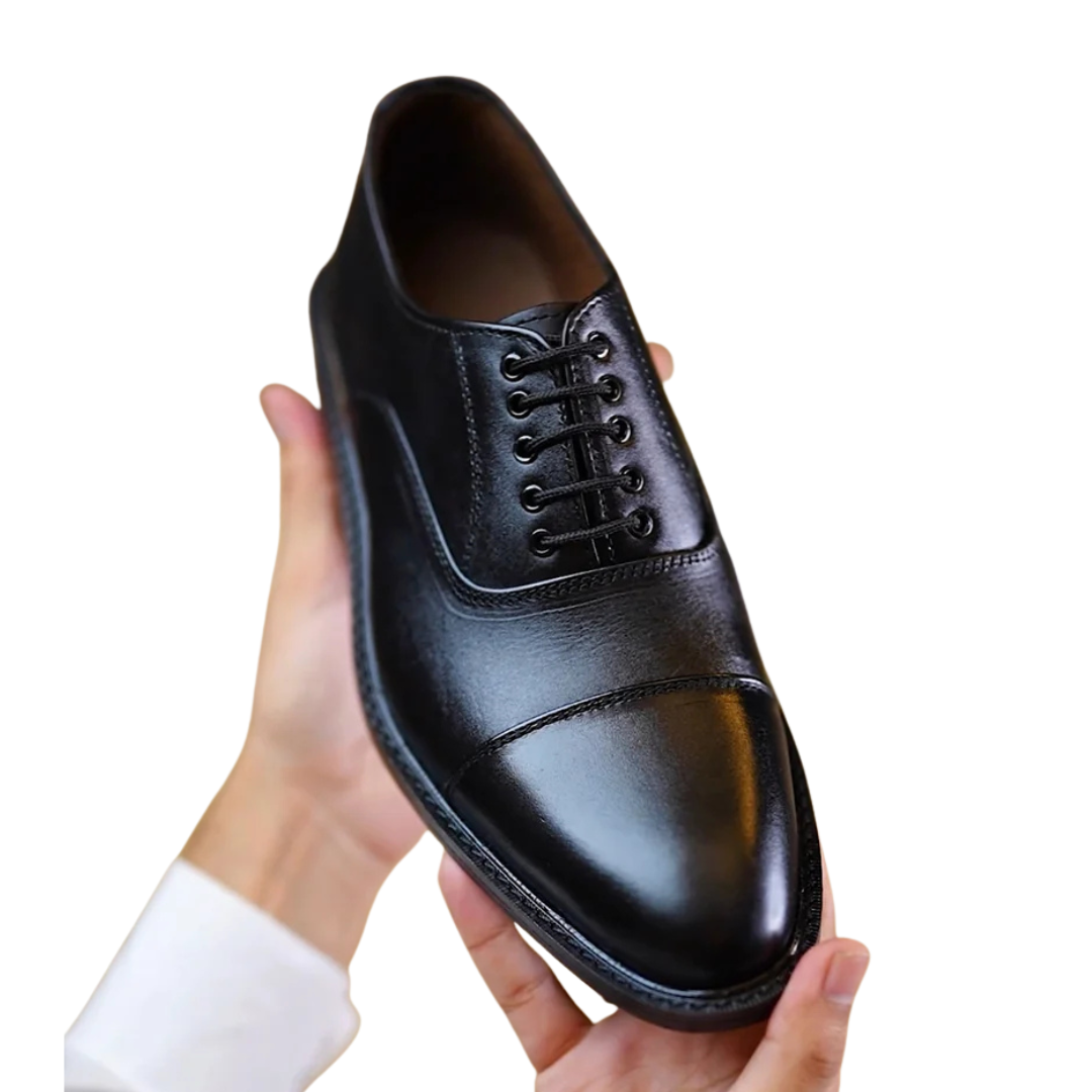Handmade Black Cap-Toe Oxford Shoes