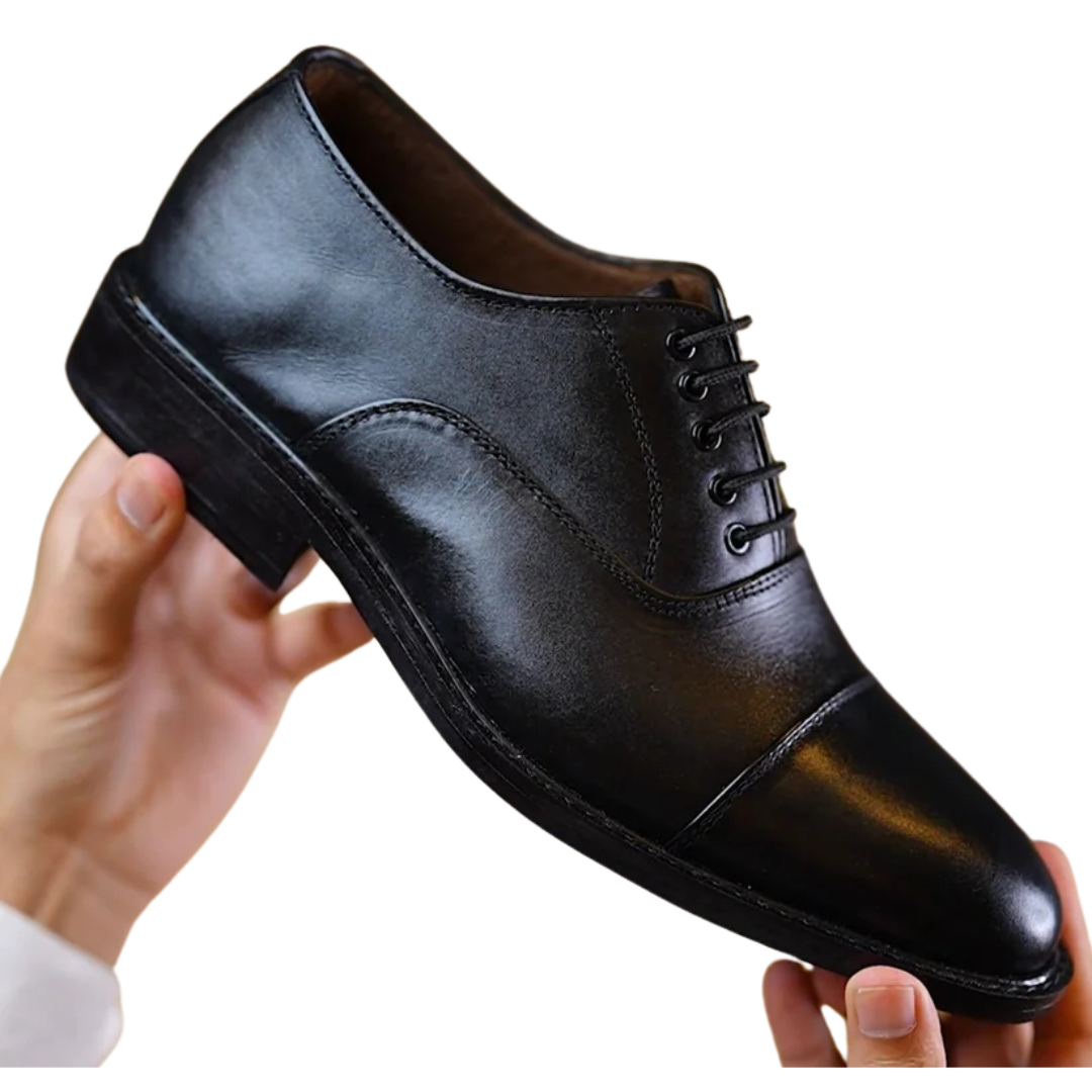 Handmade Black Cap-Toe Oxford Shoes