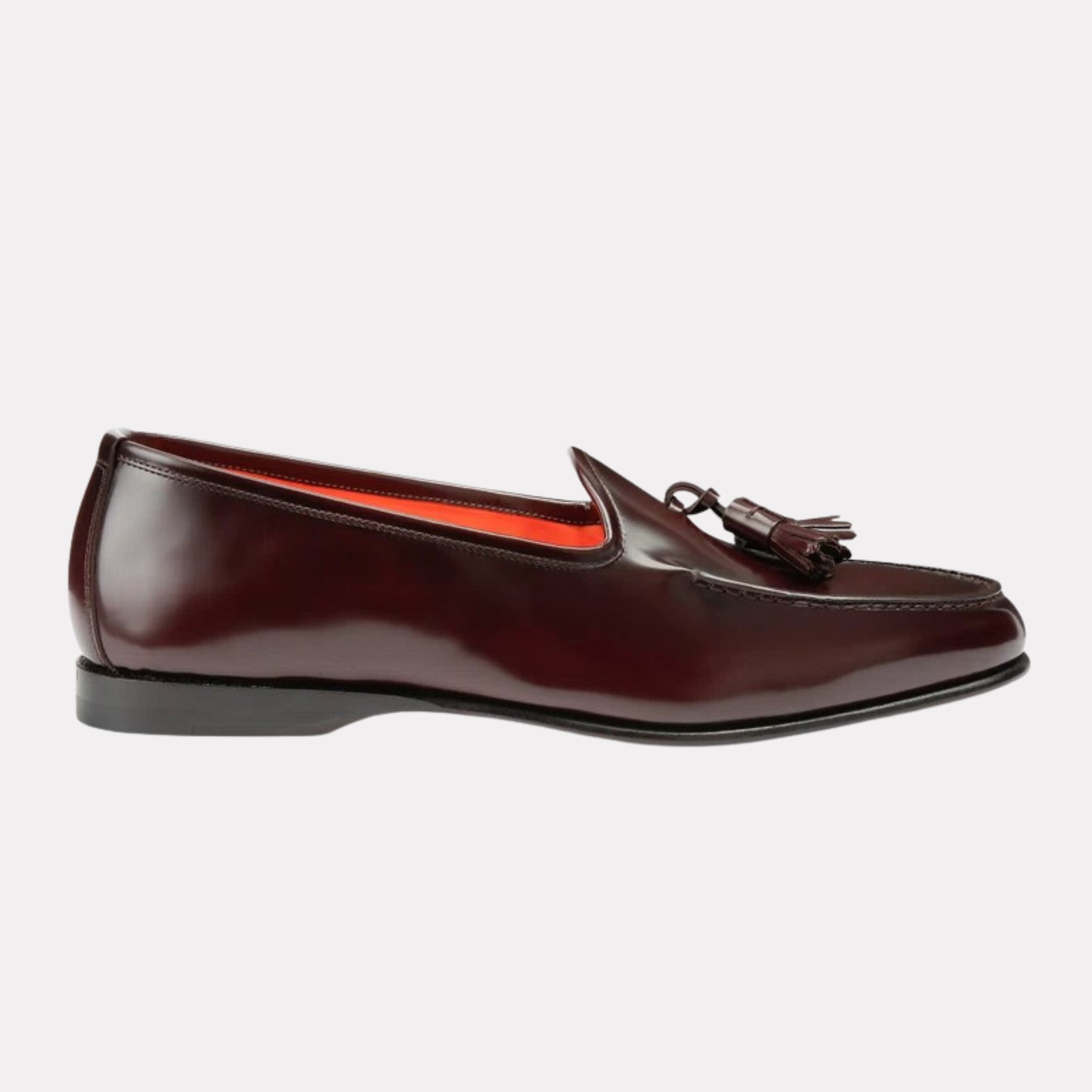 Men’s burgundy shiny leather Andrea tassel loafer