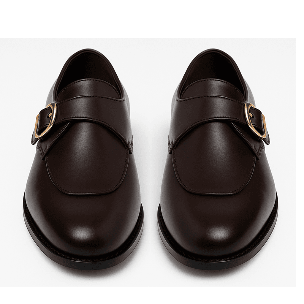 Handmade Brown Single Monk Strap Shoes