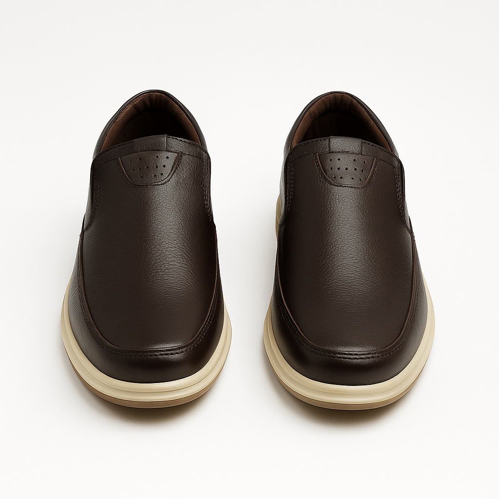 Men’s Brown Leather Medicated Comfort Slip-On Shoes