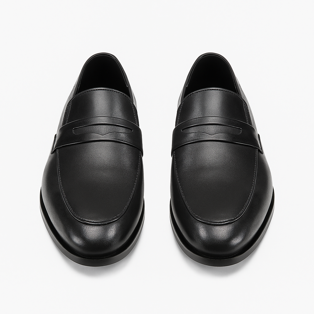 Black Leather Penny Loafers