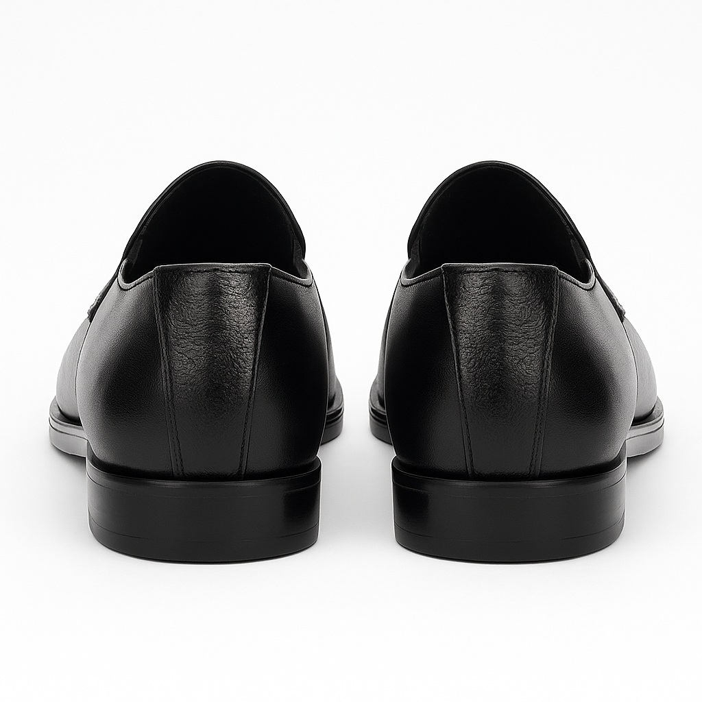 Black Leather Slip-On Shoes