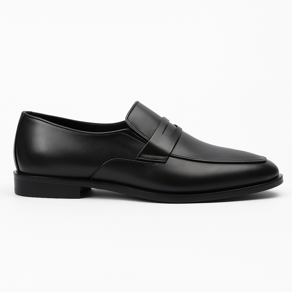 Black Leather Penny Loafers