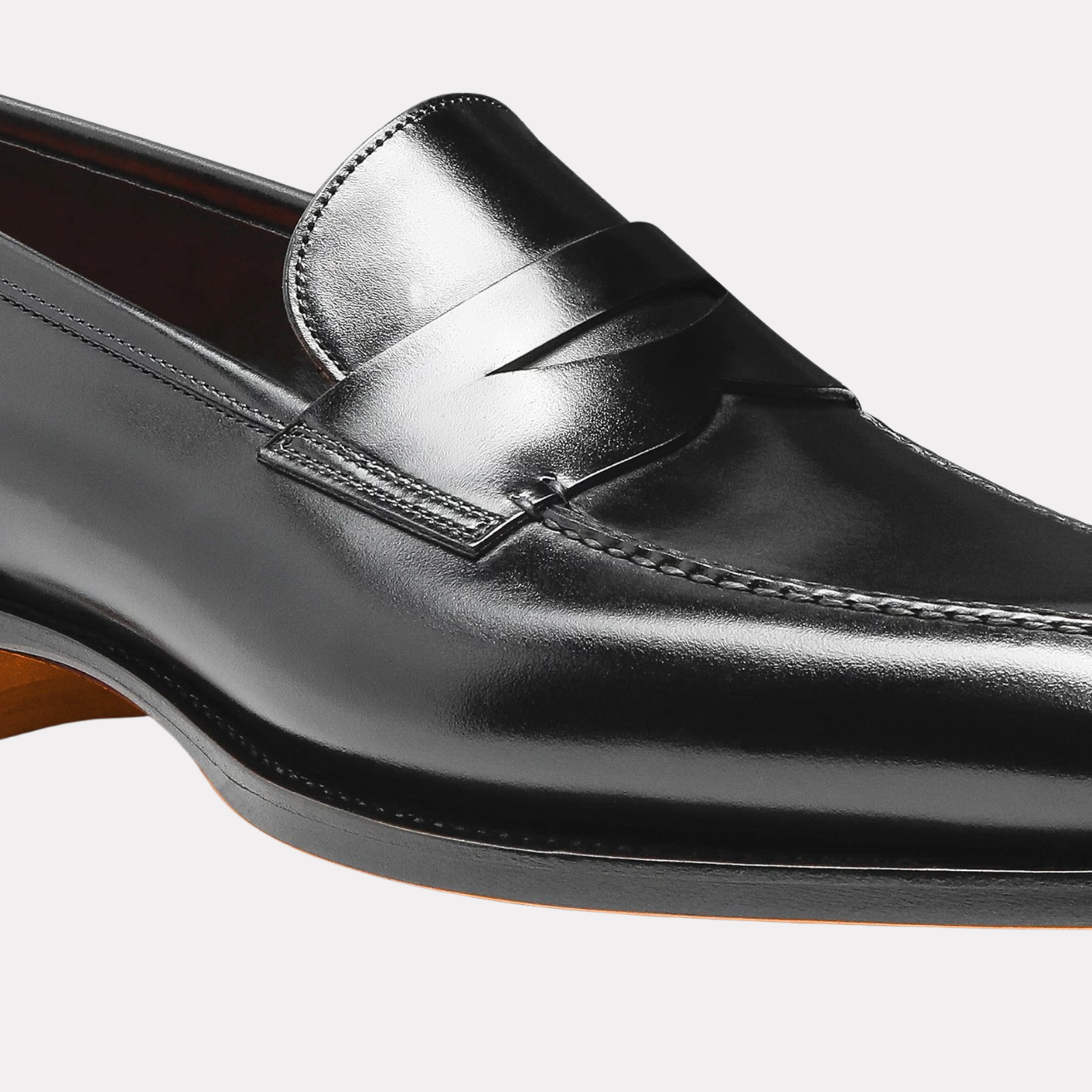 Men's black leather penny loafer