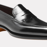 Men's black leather penny loafer