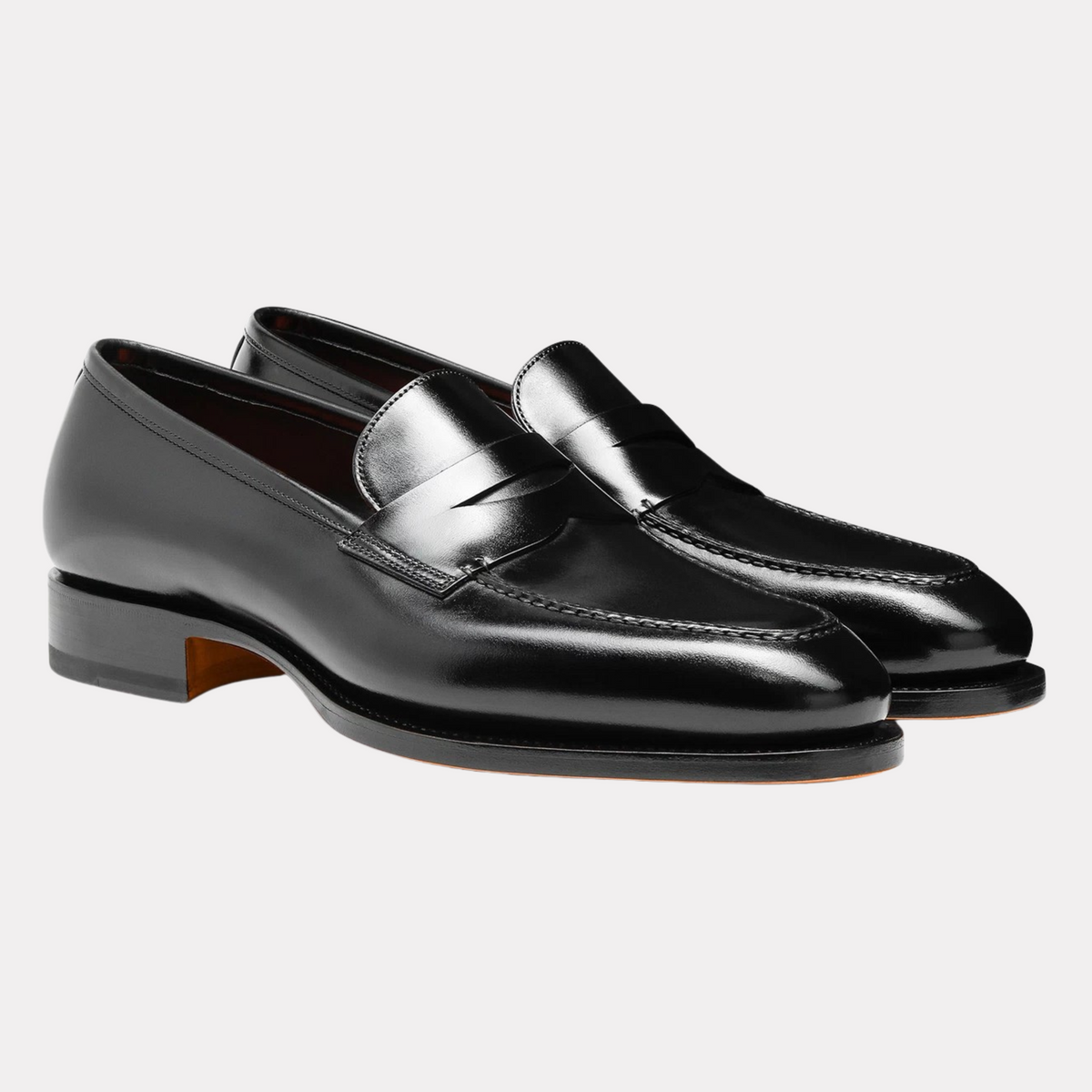 Men's black leather penny loafer