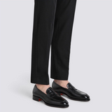 Men's black leather penny loafer