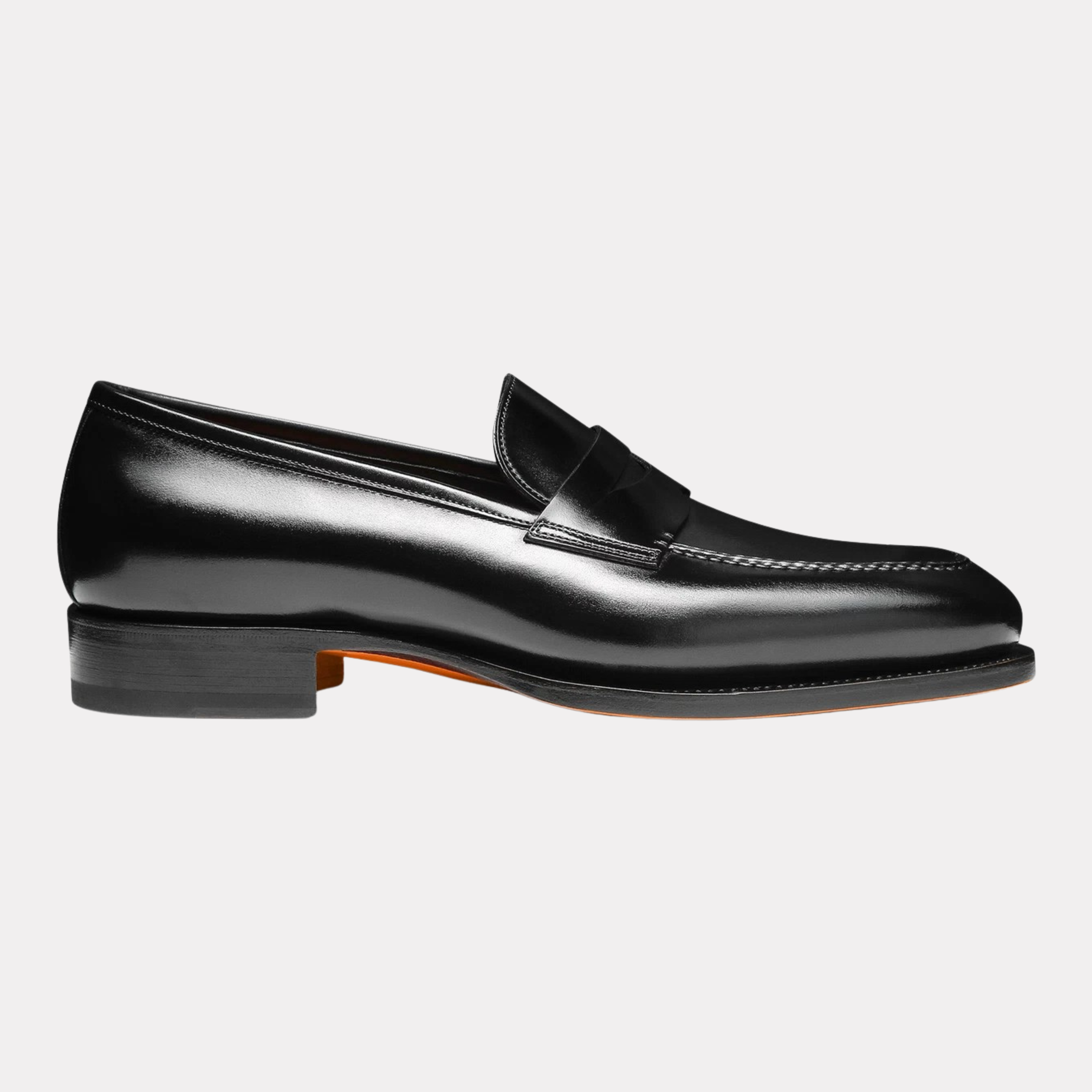 Men's black leather penny loafer