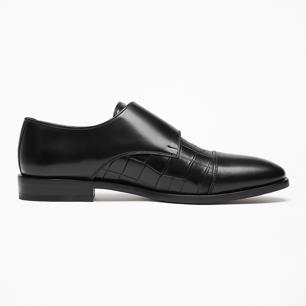 Black Double Monk Strap Shoes