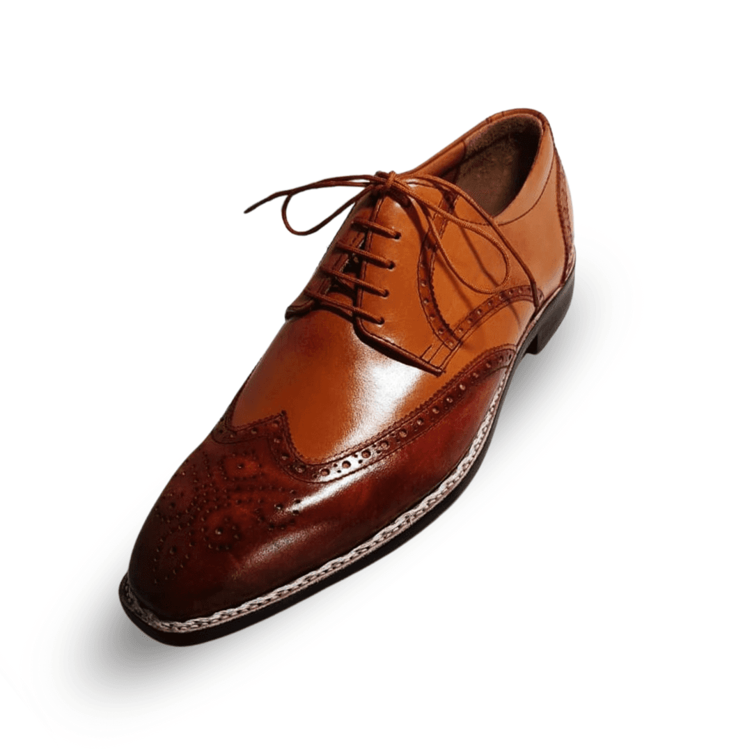 Handmade Two‑Tone Leather Wingtip Oxford Shoes