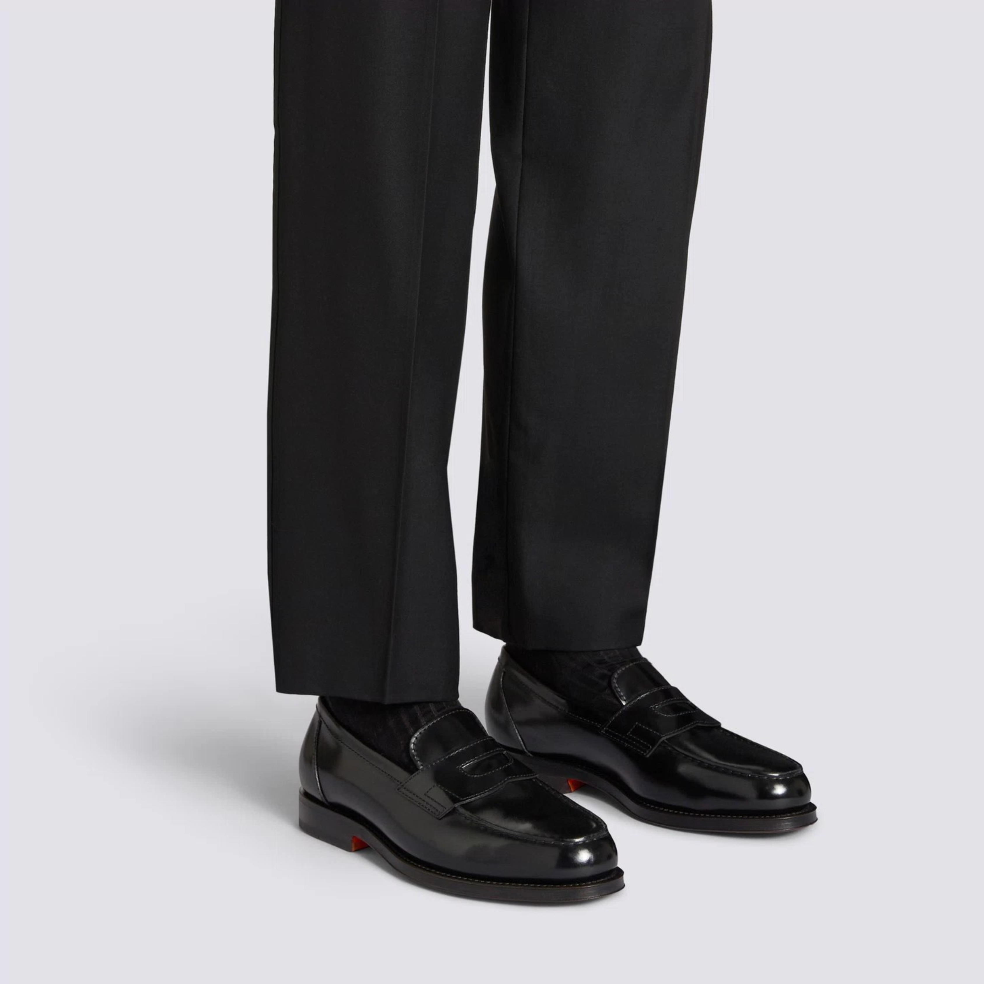 Men's black leather penny loafer dress