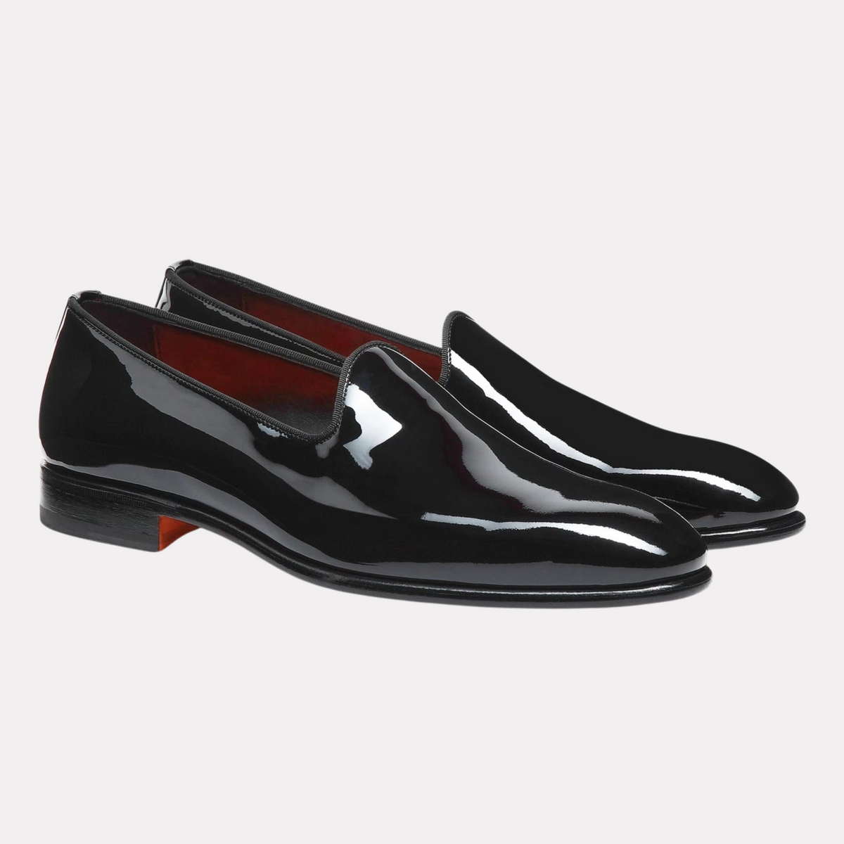 Men's black patent leather loafer