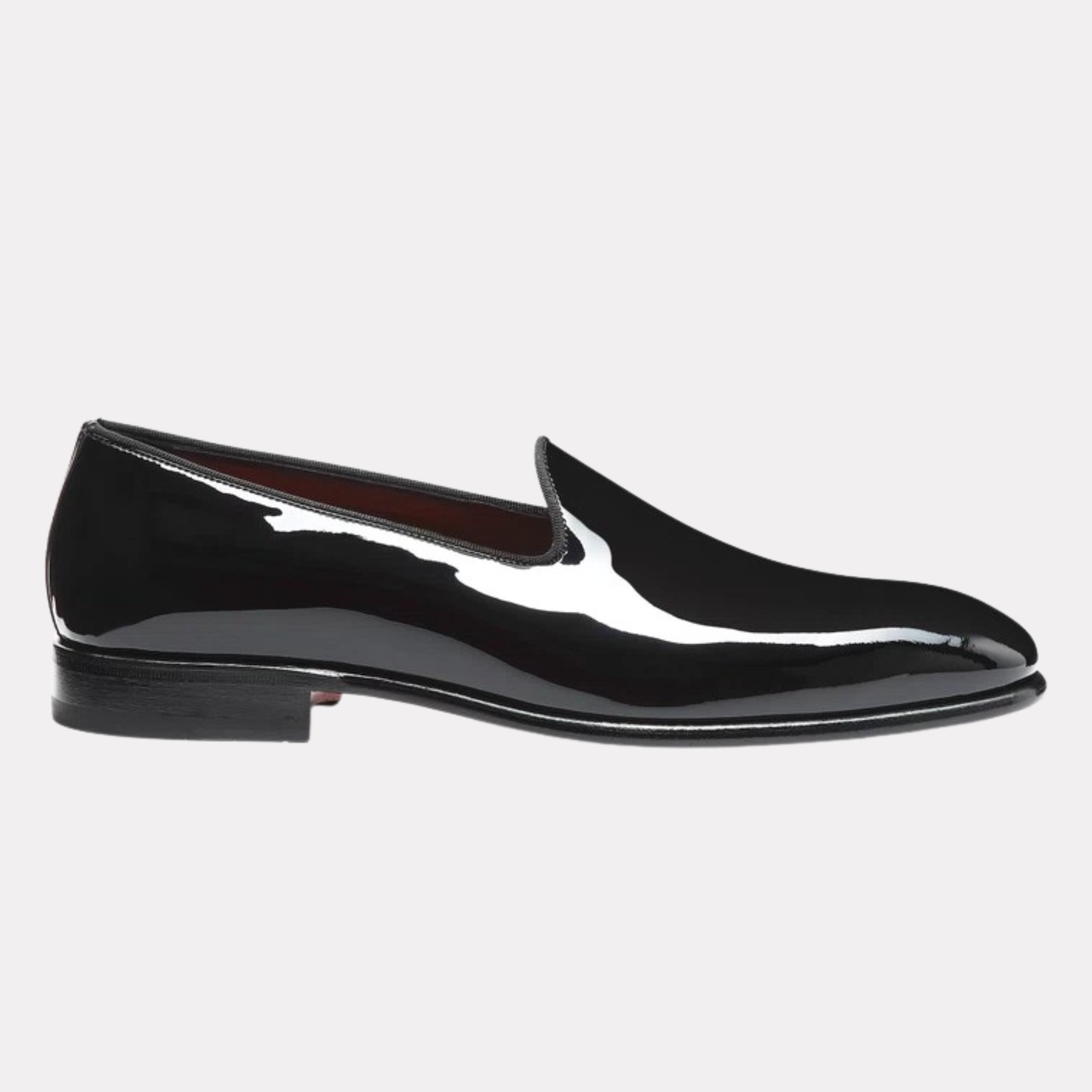 Men's black patent leather loafer
