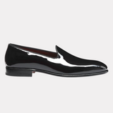 Men's black patent leather loafer