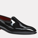 Men's black patent leather loafer