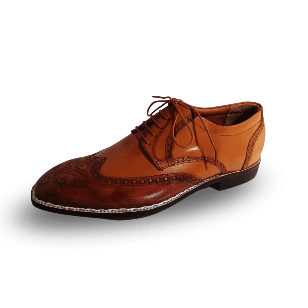 Handmade Two‑Tone Leather Wingtip Oxford Shoes