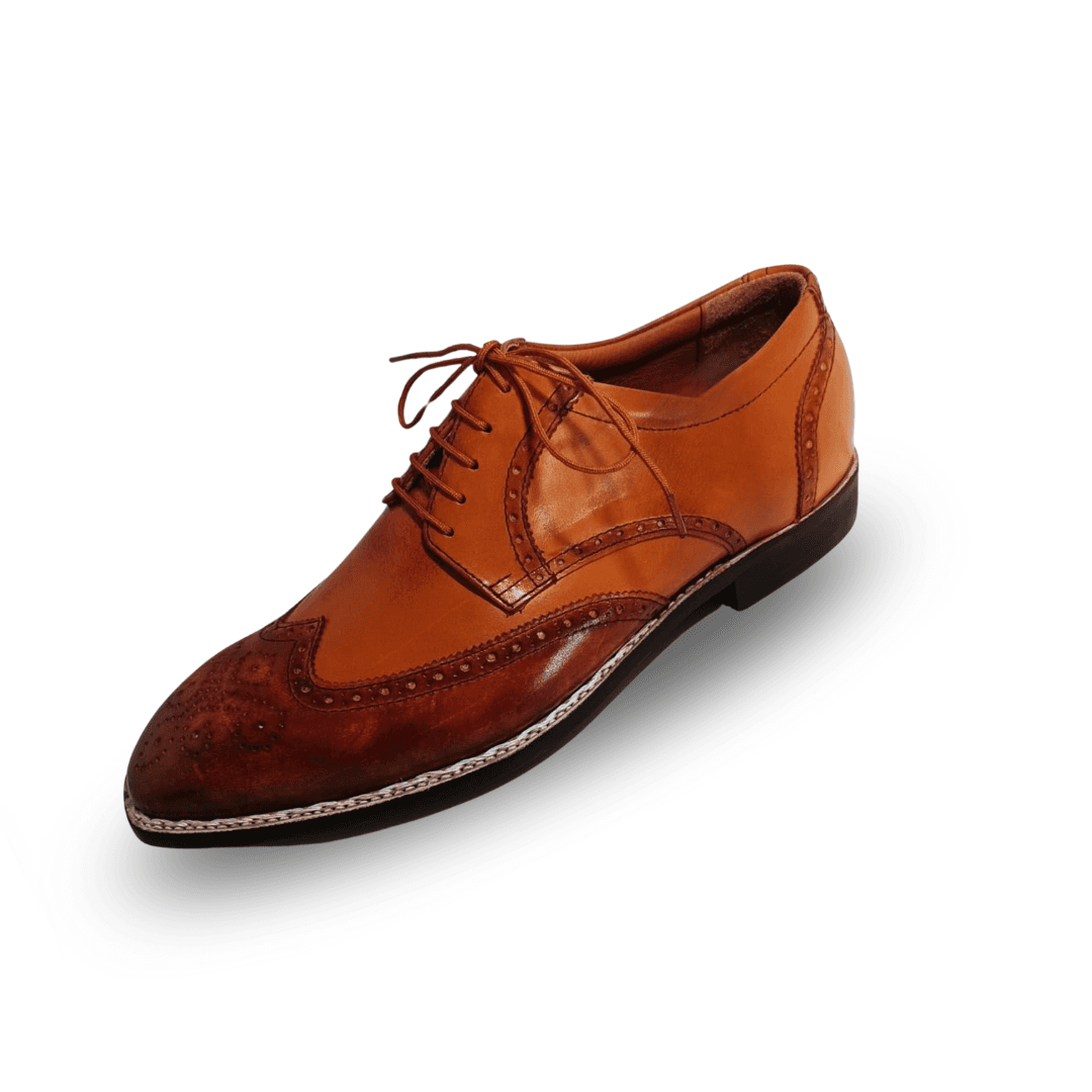 Handmade Two‑Tone Leather Wingtip Oxford Shoes 