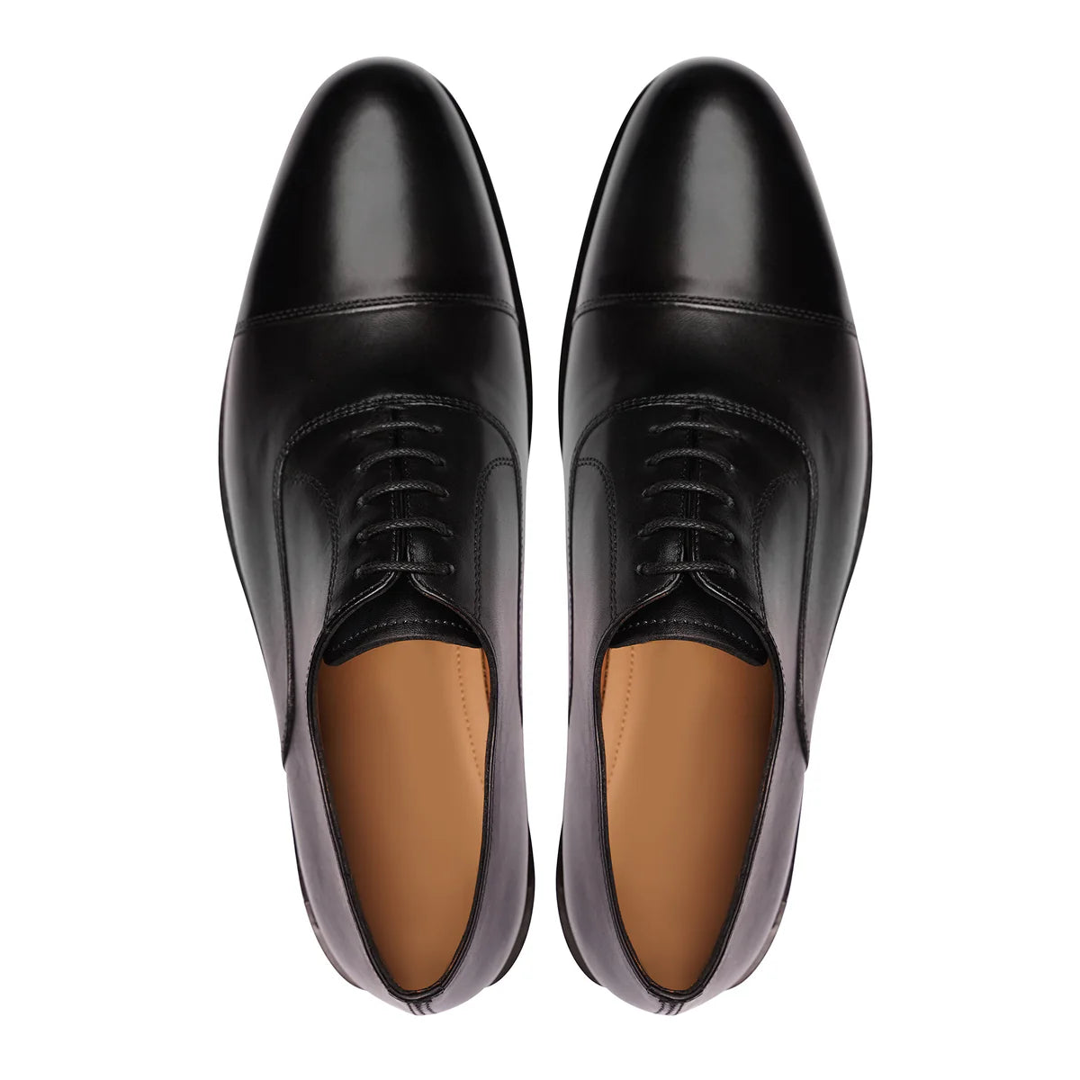 Handmade Black Cap-Toe Oxford Shoes